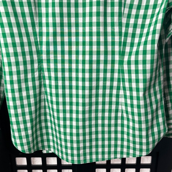 🟢 J.Crew Green White Gingham Button-Up Shirt SP Cotton Stretch Collared Work 🟢 - Picture 7 of 12